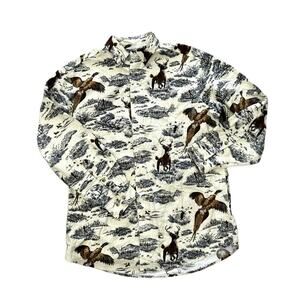 Woolrich Cotton Hunting Animal Print Button Front Shirt Medium Mens